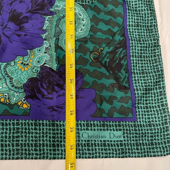 VINTAGE 80s Christian DIOR Scarf 100% Silk Echarpes Paisley Floral Scarf Korea - Picture 3 of 11